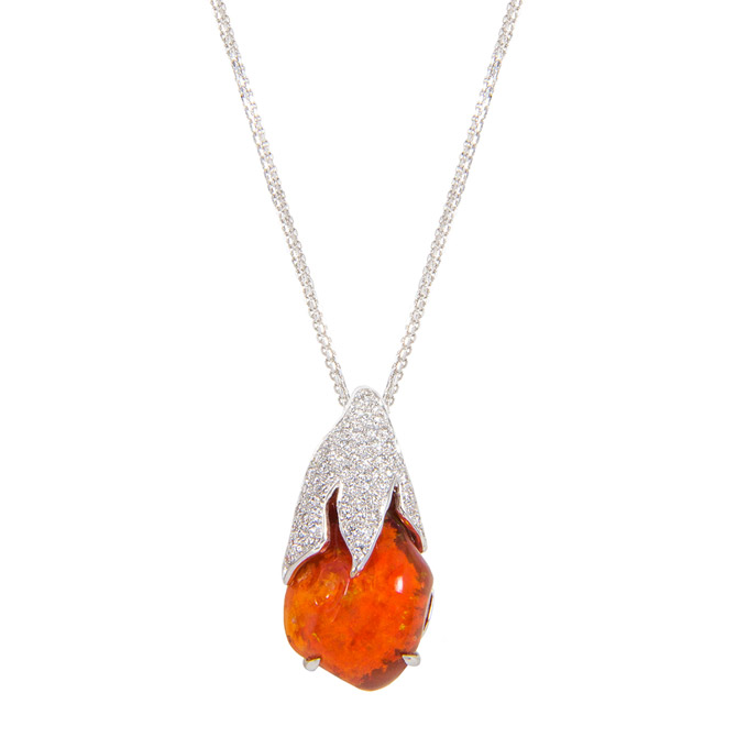 M Spalten orange opal Space Rock necklace