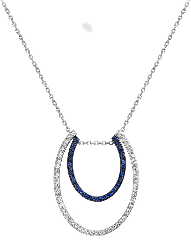 Ralph Masri modernist diamond sapphire necklace