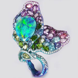 Lee Jewellery black opal butterfly ring