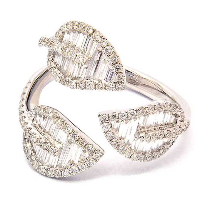 El Dorado baguette diamond leaves ring