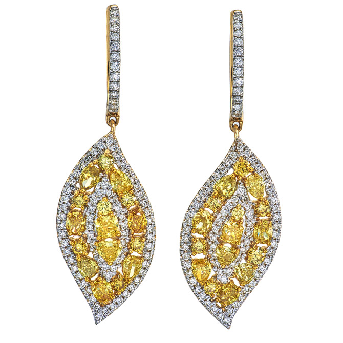 Kallati fancy diamond leaf earrings