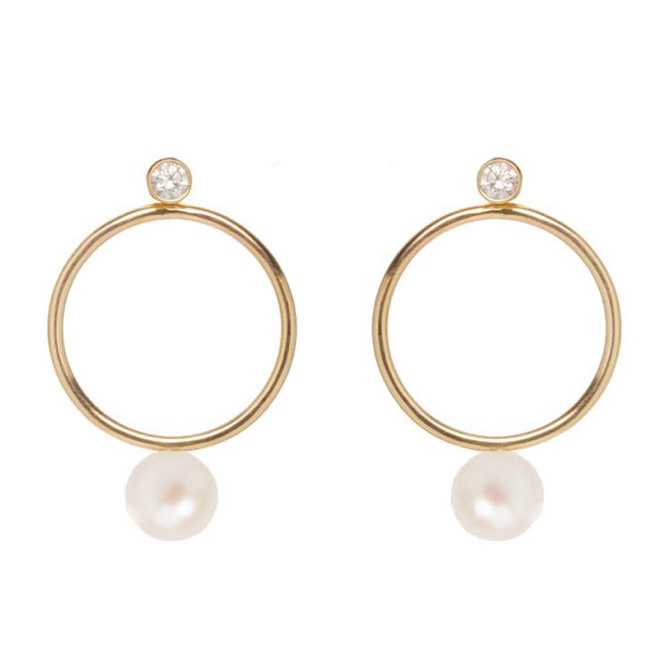 Zoe Chicco pearl and diamond circle earrings