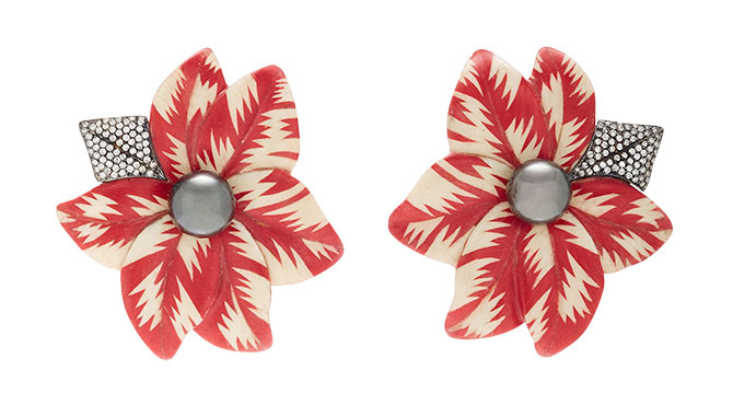silvia furmanovich marquetry flower earrings