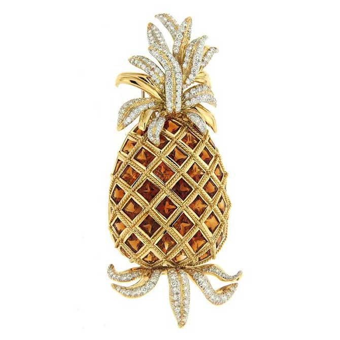 1st Dibs Madeira citrine pineapple brooch