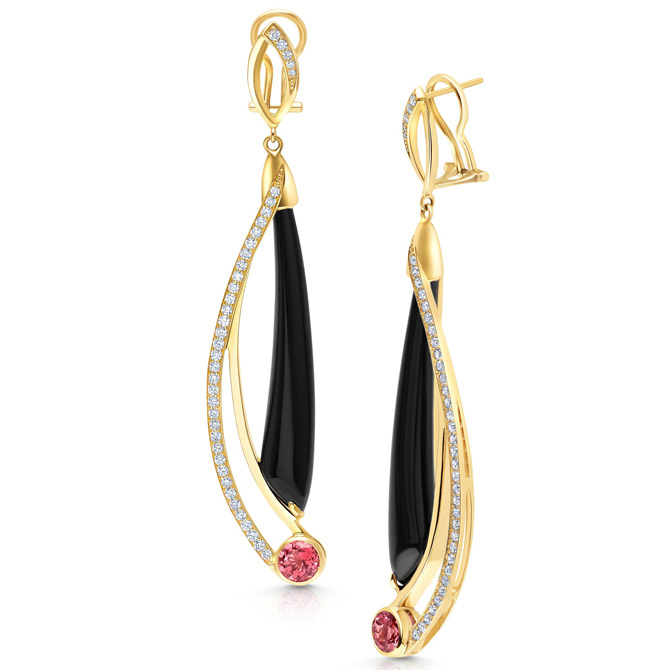 Martha Seely onyx Comet earrings