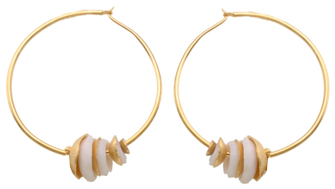 Vanessa Montiel Golden Puka hoop earrings