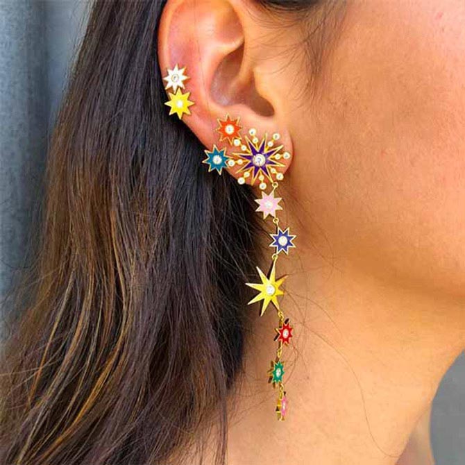 Colette rainbow star duster earrings