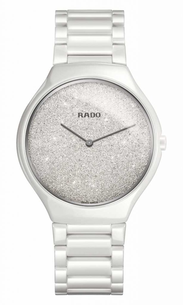 Rado True Thin White glitter dial watch