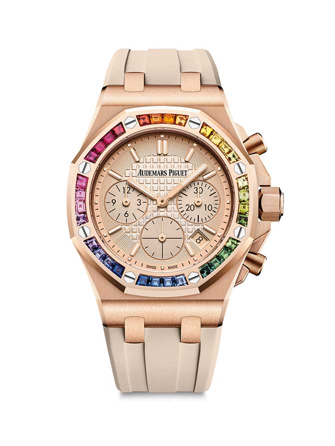 Audemars Piguet rainbow sapphire and gold watch