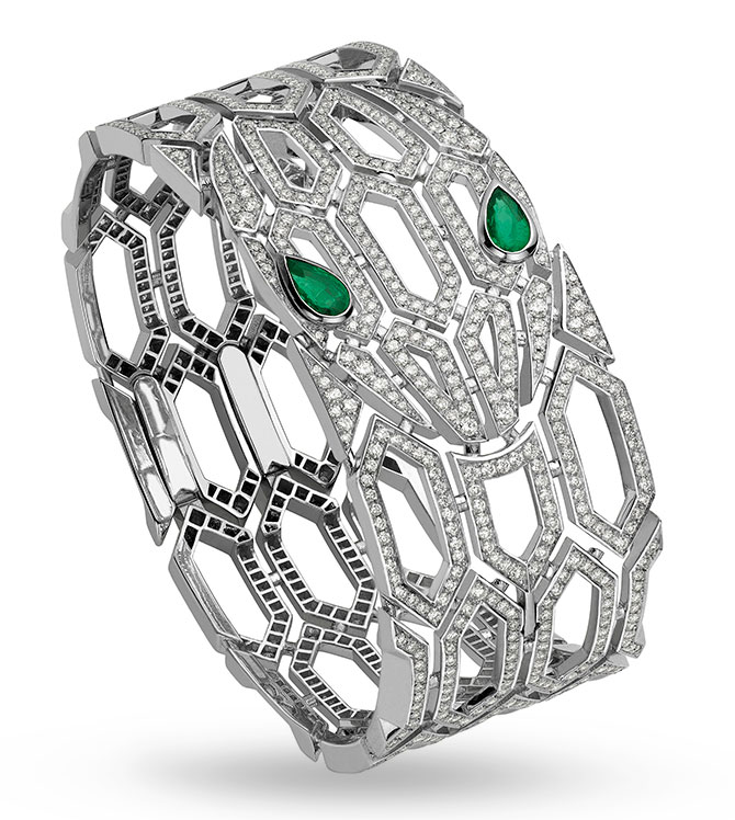Bulgari serpenti emerald diamond bracelet