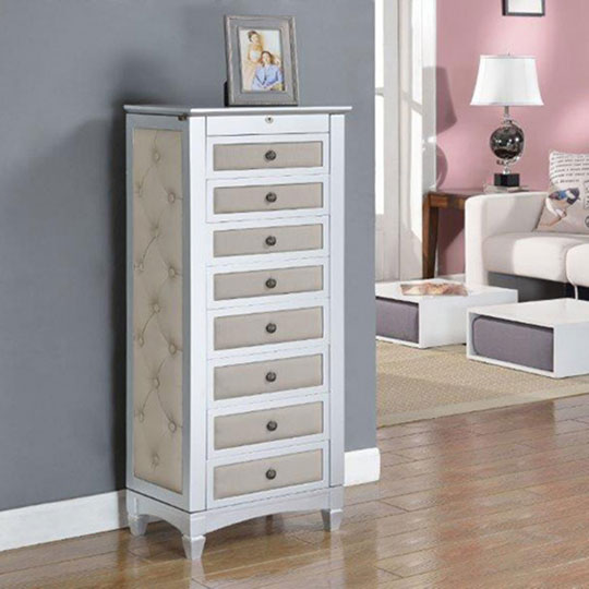 Chelsea upholstered jewelry armoire