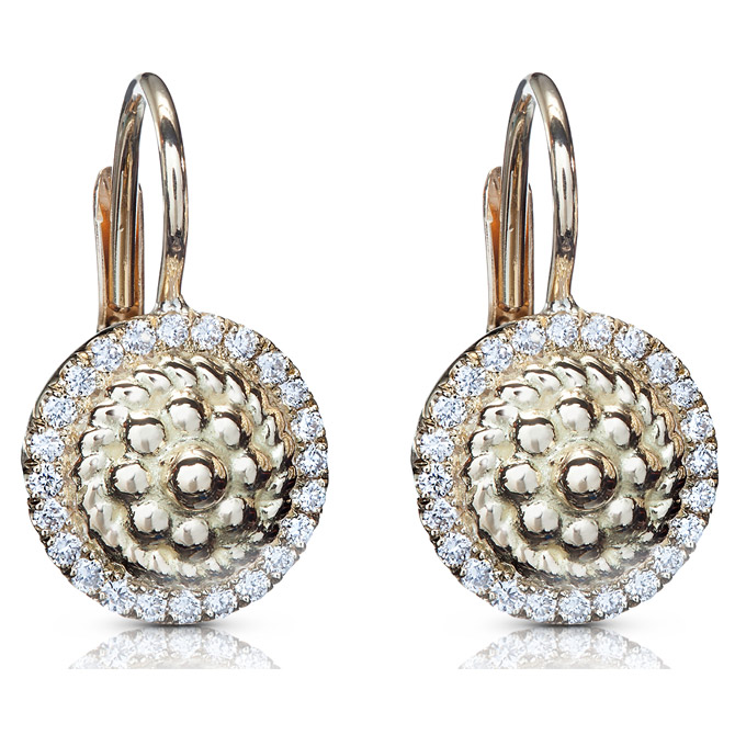 Christina Malle flower twist diamond leverback earrings