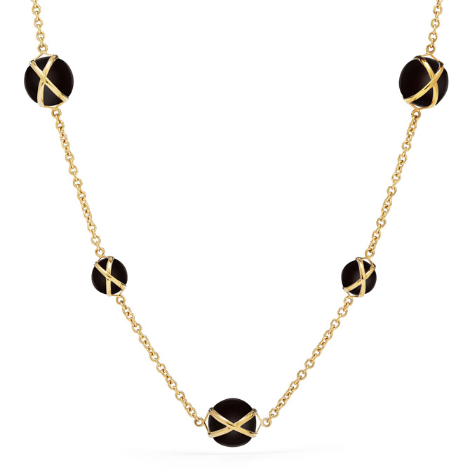 L Klein Prism black agate necklace