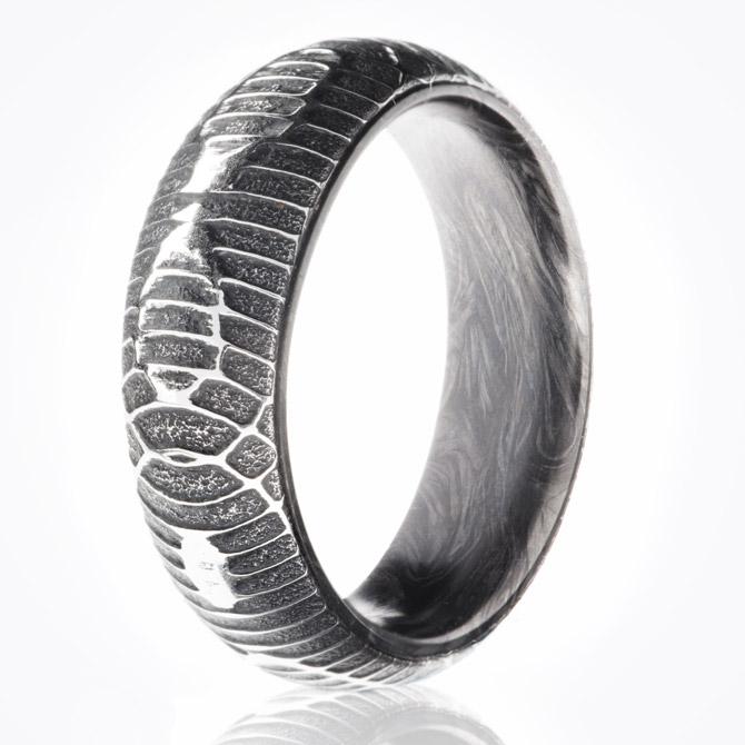 Carbon6 Damascus python ring