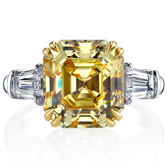 Joshua J Asscher cut diamond ring