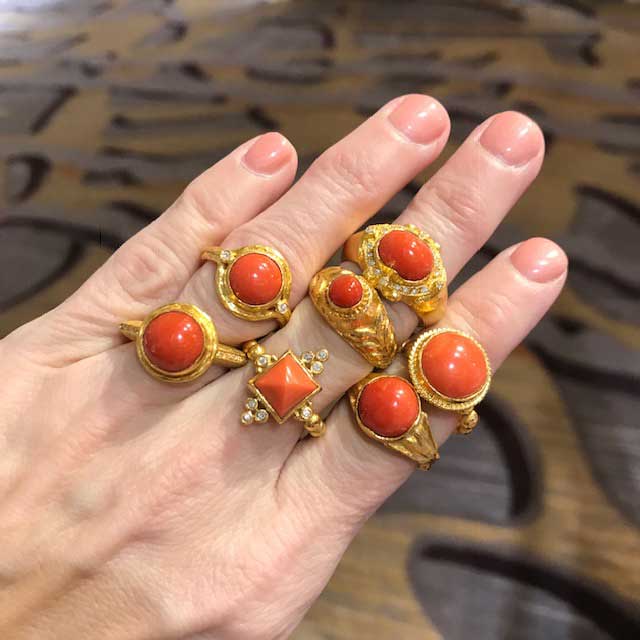 Cetinol 24k coral rings