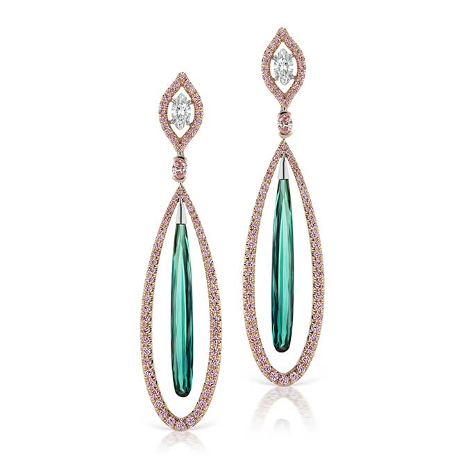 JFine Argyle diamond blue tourmaline earrings