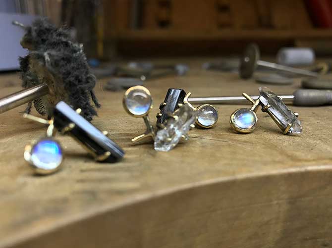 Katey Walker WIP rock candy earrings