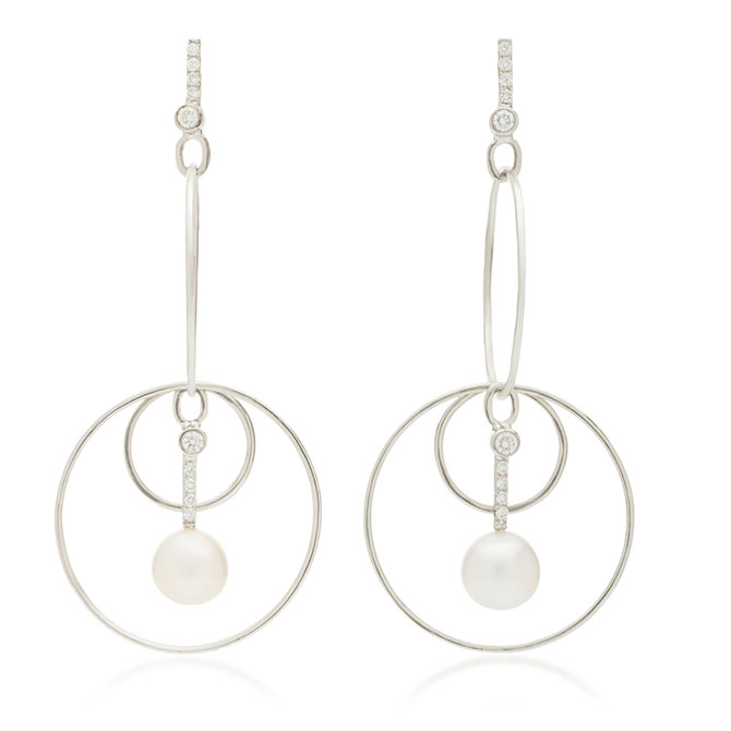 Katey Walker drop hoop pearl earrings