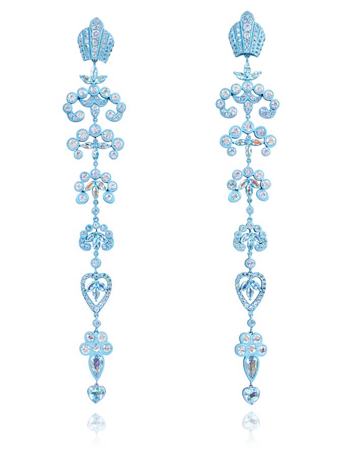 Lydia Courteille light blue Marie Antoinette earrings