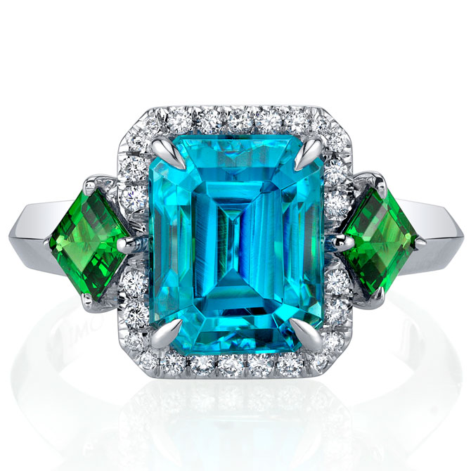 Omi Prive zircon and tsavorite ring