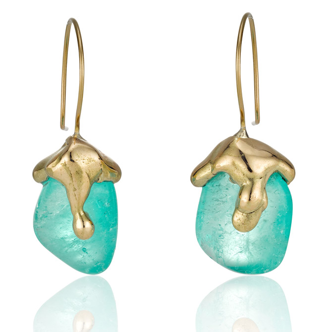 The Rock Hound x Muzo emerald Molten earrings