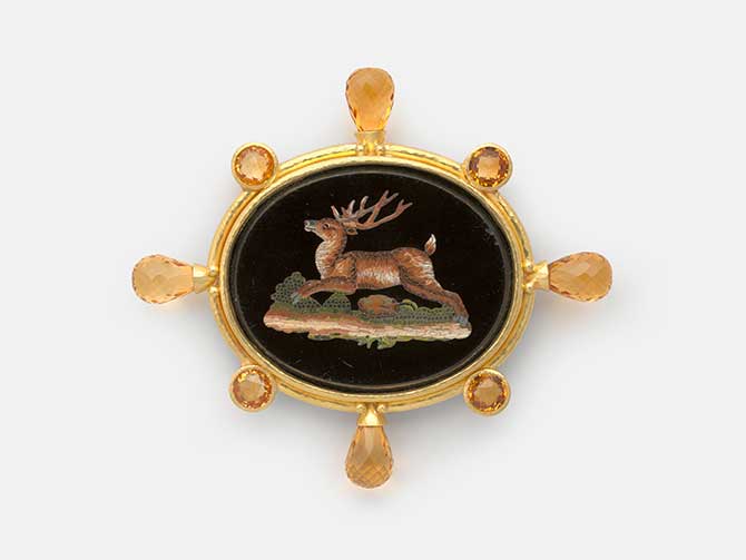 Elizabeth Locke deer micromosaic pendant