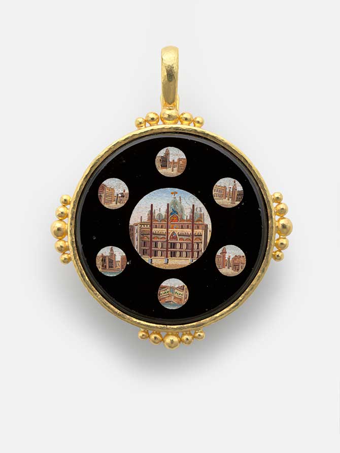Elizabeth Locke landmarks micromosaic pendant