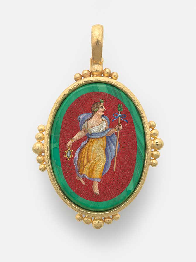 Elizabeth Locke micromosaic pendant goddess