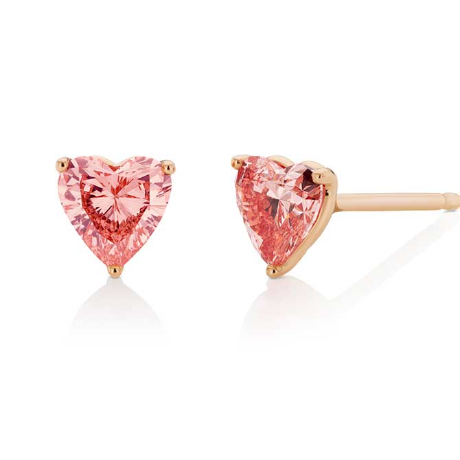 Lightbox pink heart shape diamond studs