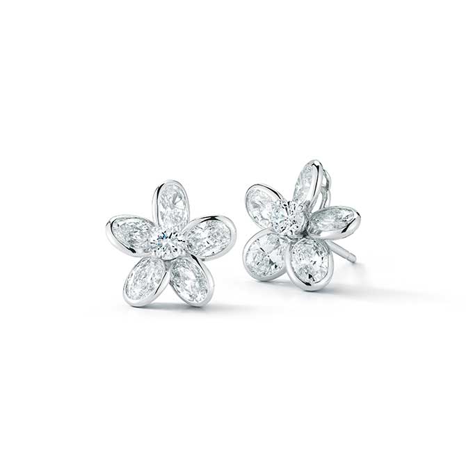 Oscar Heyman flower diamond stud earrings