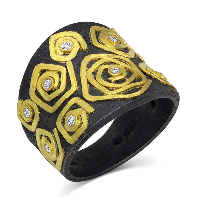 Alishan two-tone spiral ring