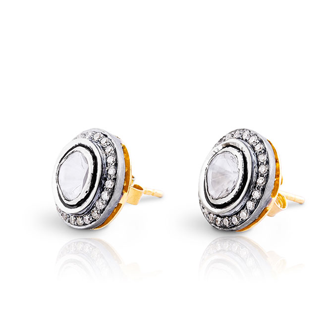 Sanjay Kasliwal rose cut diamond studs