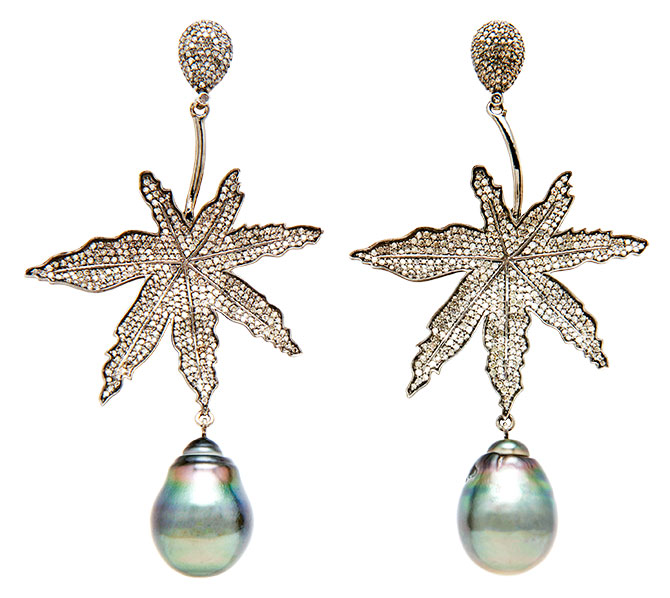 carole shashona cannabis pearl earrings