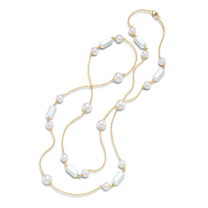 Mastoloni 36 inch pearl and moonstone necklace