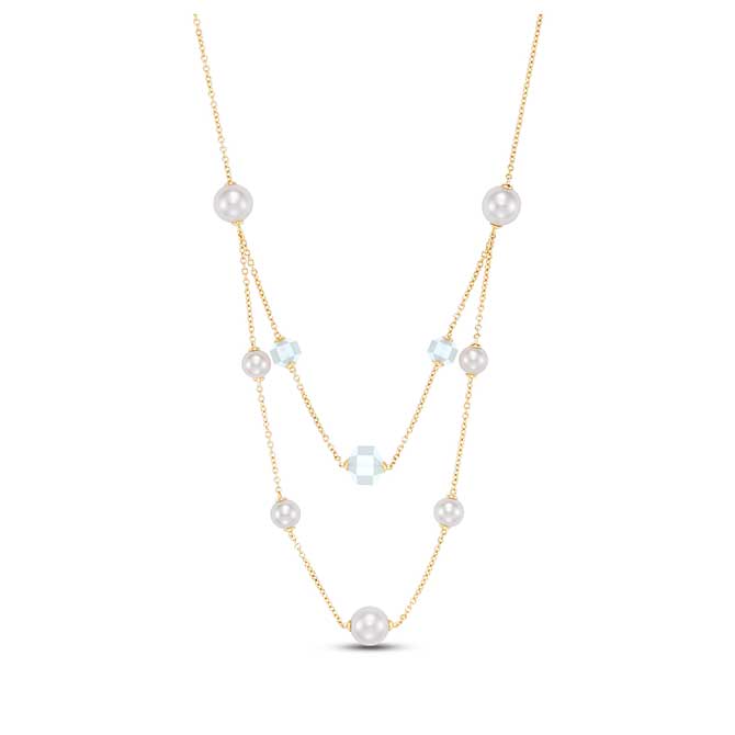 Mastoloni double strand pearl and moonstone necklace