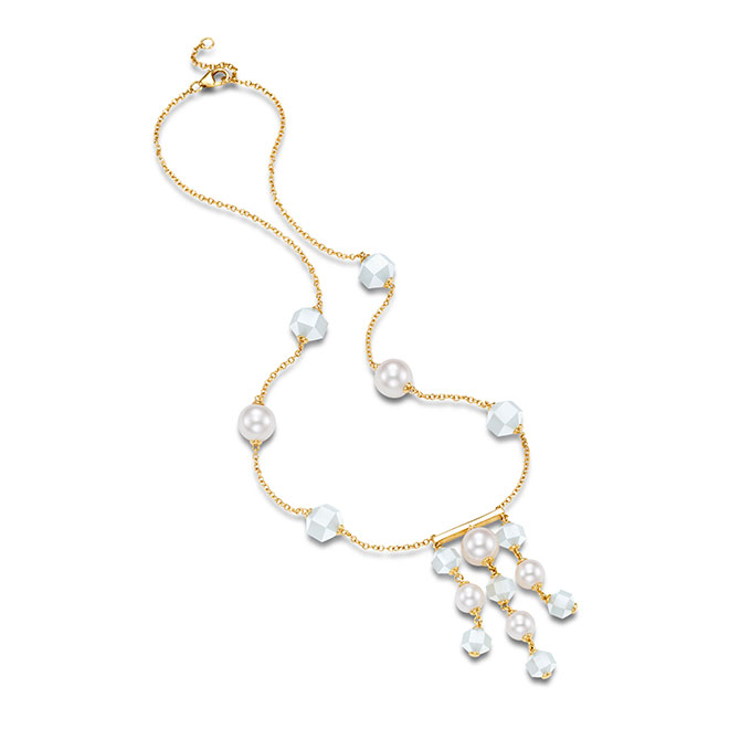 Mastoloni pearl moonstone tassel bar necklace