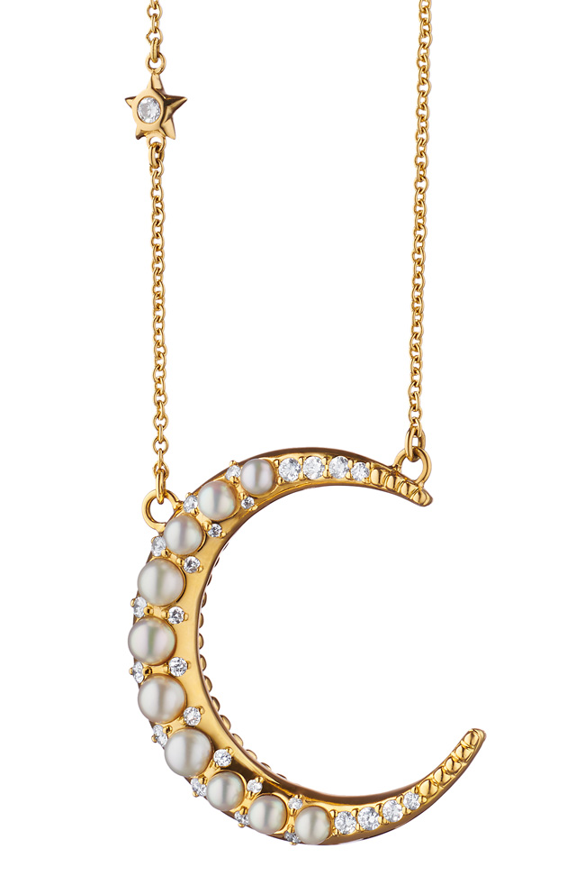 Monica Rich Kosann moon necklace pearls