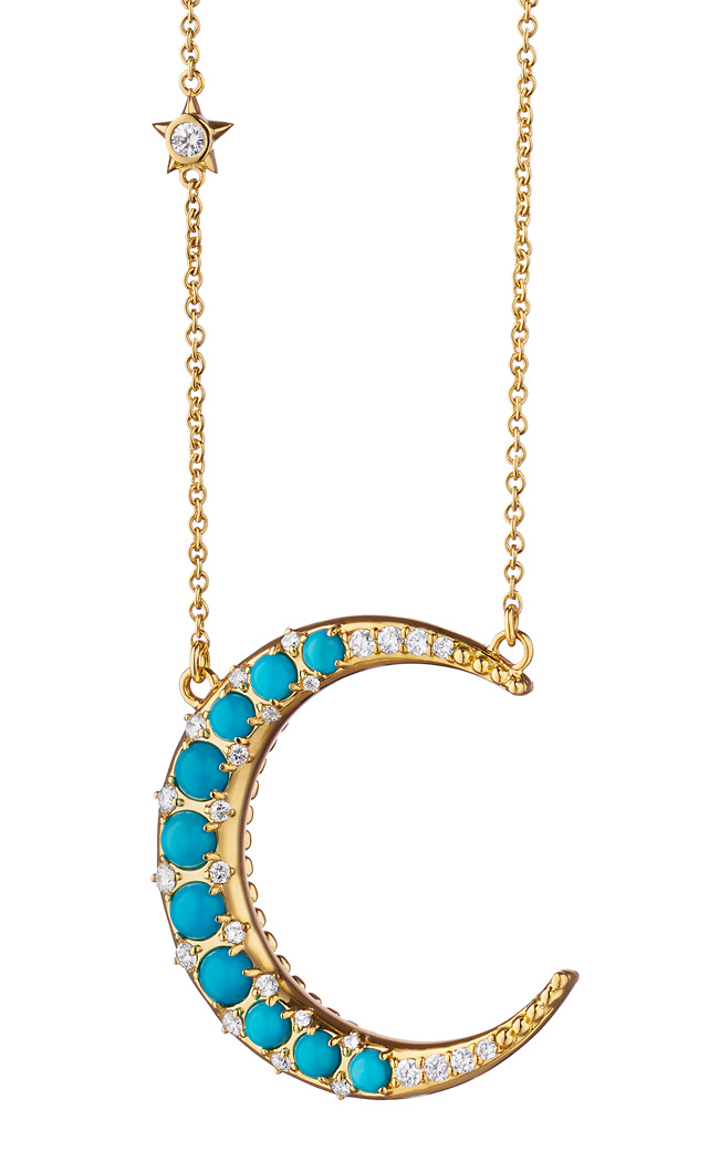 Monica Rich Kosann moon necklace turquoise