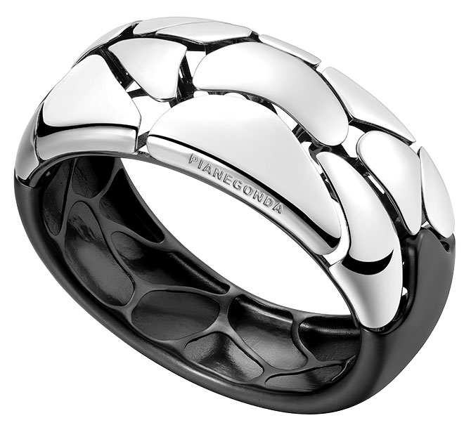 Pianegonda silver and ruthenium galvanic bracelet