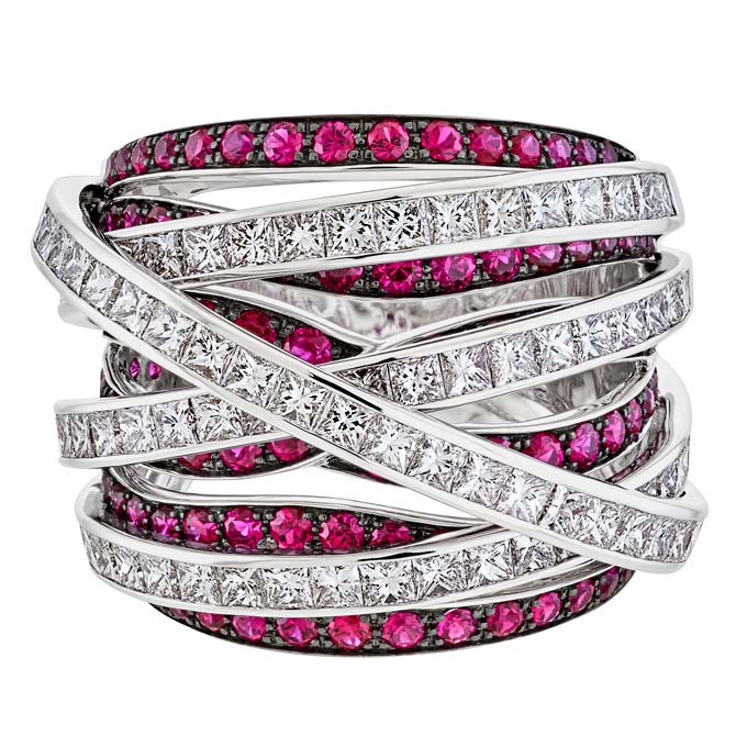 Sofragem ruby and diamond Spaghetti ring