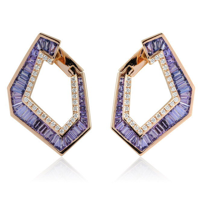 Kavant and Sharart Link No.5 purple sapphire earrings