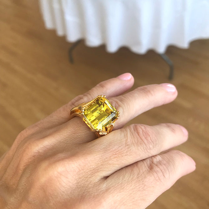 K Brunini yellow beryl ring