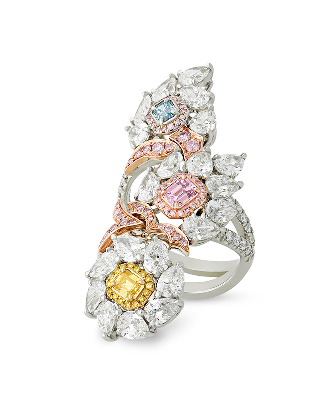 MS Rau multicolor diamond cocktail ring