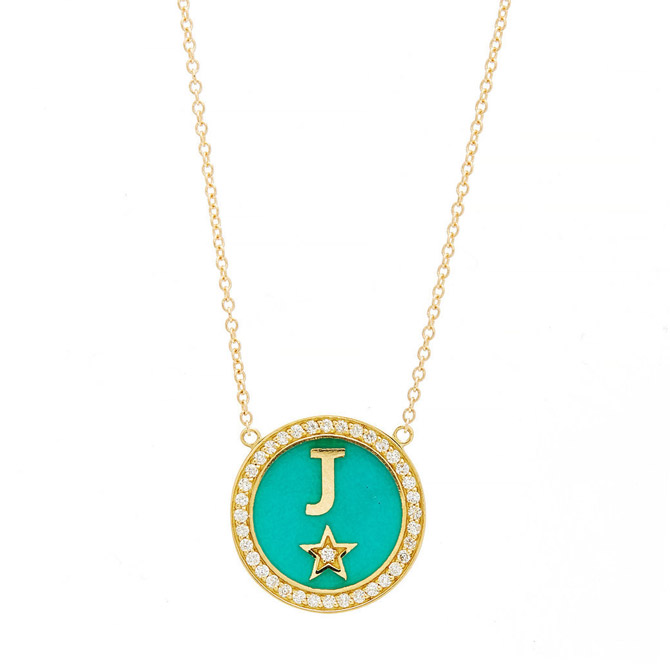 Andrea Fohrman enamel initial necklace