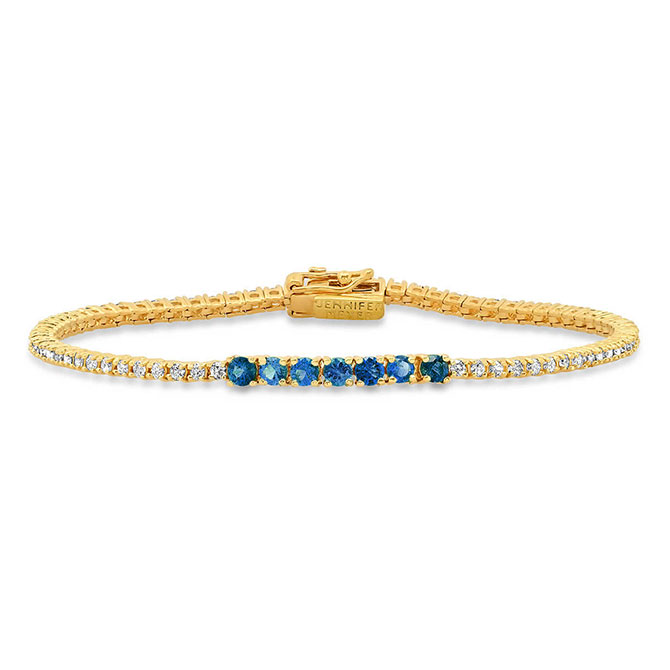 Jennifer Meyer blue sapphire and diamond tennis bracelet