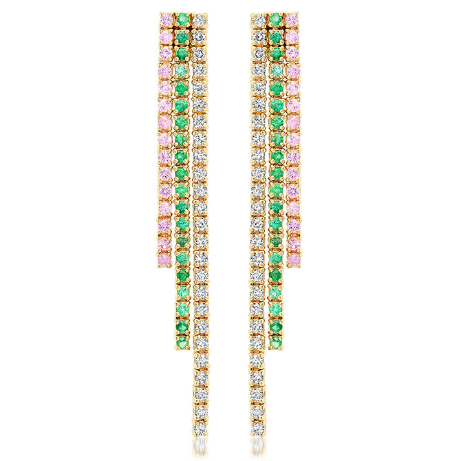 Jennifer Meyer cascade earrings with sapphires and diamonds