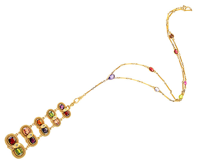 Art Nouveau multicolor snake necklace