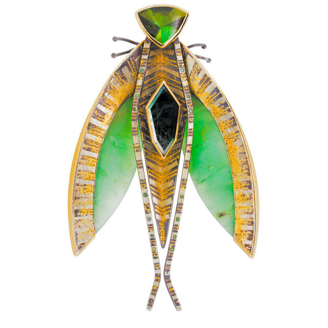Atelier Zobel Microcosmos grasshopper brooch