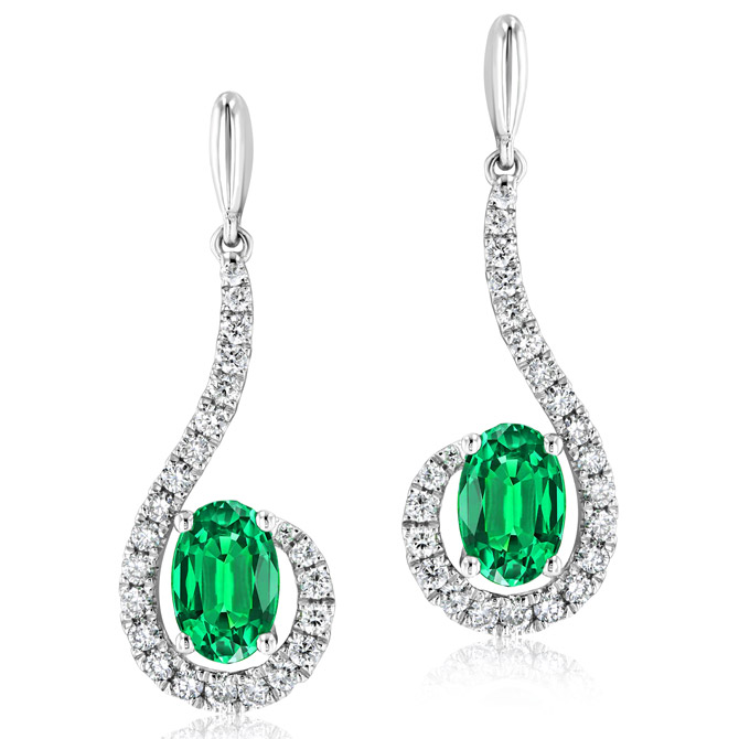 Kattan emerald and diamond earrings